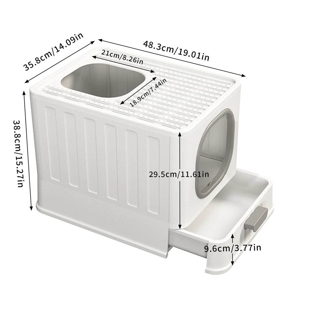 BingoPaw Bac à litière pour chat : pliable, entrée supérieure, très grande toilette pour chat avec couvercle, bac à litière pour chaton, design de tiroir facile à nettoyer - Animaleriex