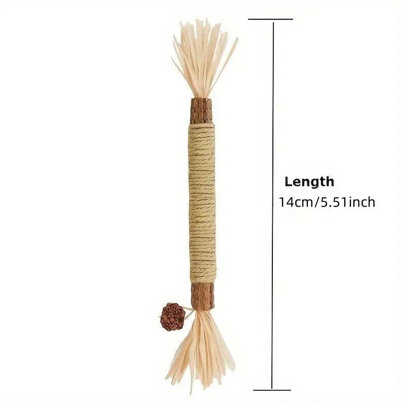 Jouets pour chats, bâton à mâcher en vigne argentée, Polygonum Kitty, herbe de raphia, fournitures pour animaux de compagnie, bâton de nettoyage des dents, morsure d'animal de compagnie, jouet pour chat, corde de chanvre, 1 pièce - Animaleriex