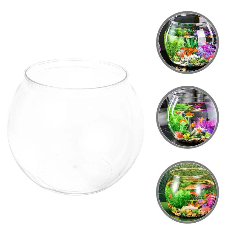 Bol à poisson rond transparent en plastique, Pot de réservoir pour Aquarium, Pot pour la neige, salon, table, Aquarium écologique - Animaleriex