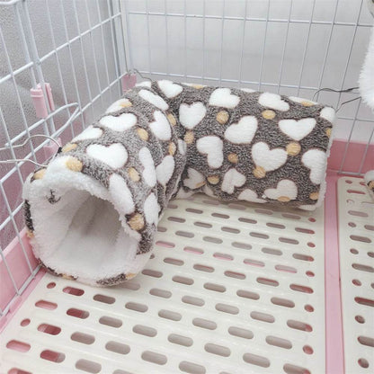 Hamsters en peluche en coton Solf en forme de cœur, Tunnels de jeu, nid chaud d'hiver pour furet, cochons d'inde, écureuils, petits jouets pour animaux de compagnie, accessoires - Animaleriex