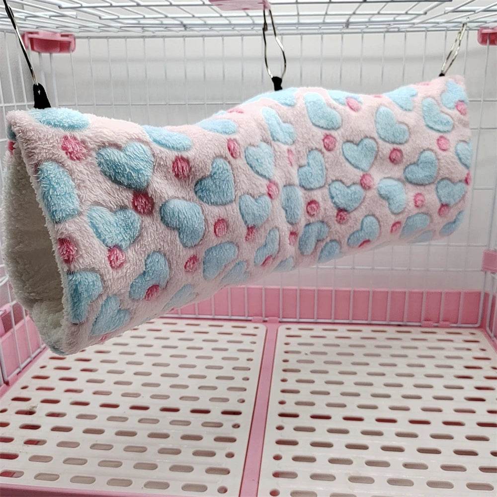 Hamsters en peluche en coton Solf en forme de cœur, Tunnels de jeu, nid chaud d'hiver pour furet, cochons d'inde, écureuils, petits jouets pour animaux de compagnie, accessoires - Animaleriex