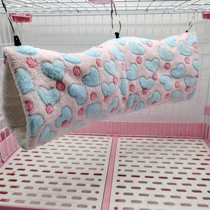 Hamsters en peluche en coton Solf en forme de cœur, Tunnels de jeu, nid chaud d'hiver pour furet, cochons d'inde, écureuils, petits jouets pour animaux de compagnie, accessoires - Animaleriex