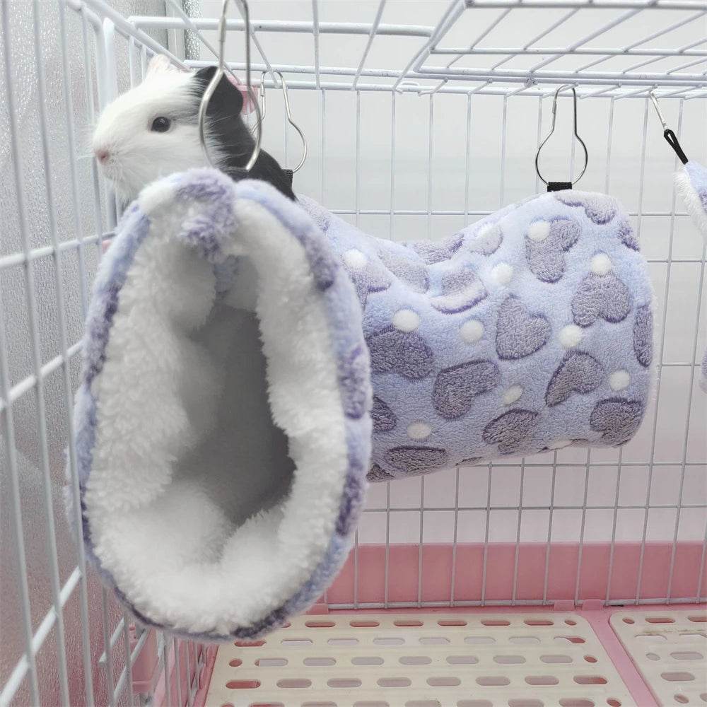 Hamsters en peluche en coton Solf en forme de cœur, Tunnels de jeu, nid chaud d'hiver pour furet, cochons d'inde, écureuils, petits jouets pour animaux de compagnie, accessoires - Animaleriex