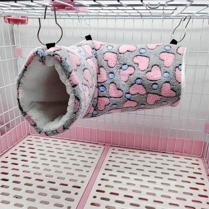 Hamsters en peluche en coton Solf en forme de cœur, Tunnels de jeu, nid chaud d'hiver pour furet, cochons d'inde, écureuils, petits jouets pour animaux de compagnie, accessoires - Animaleriex