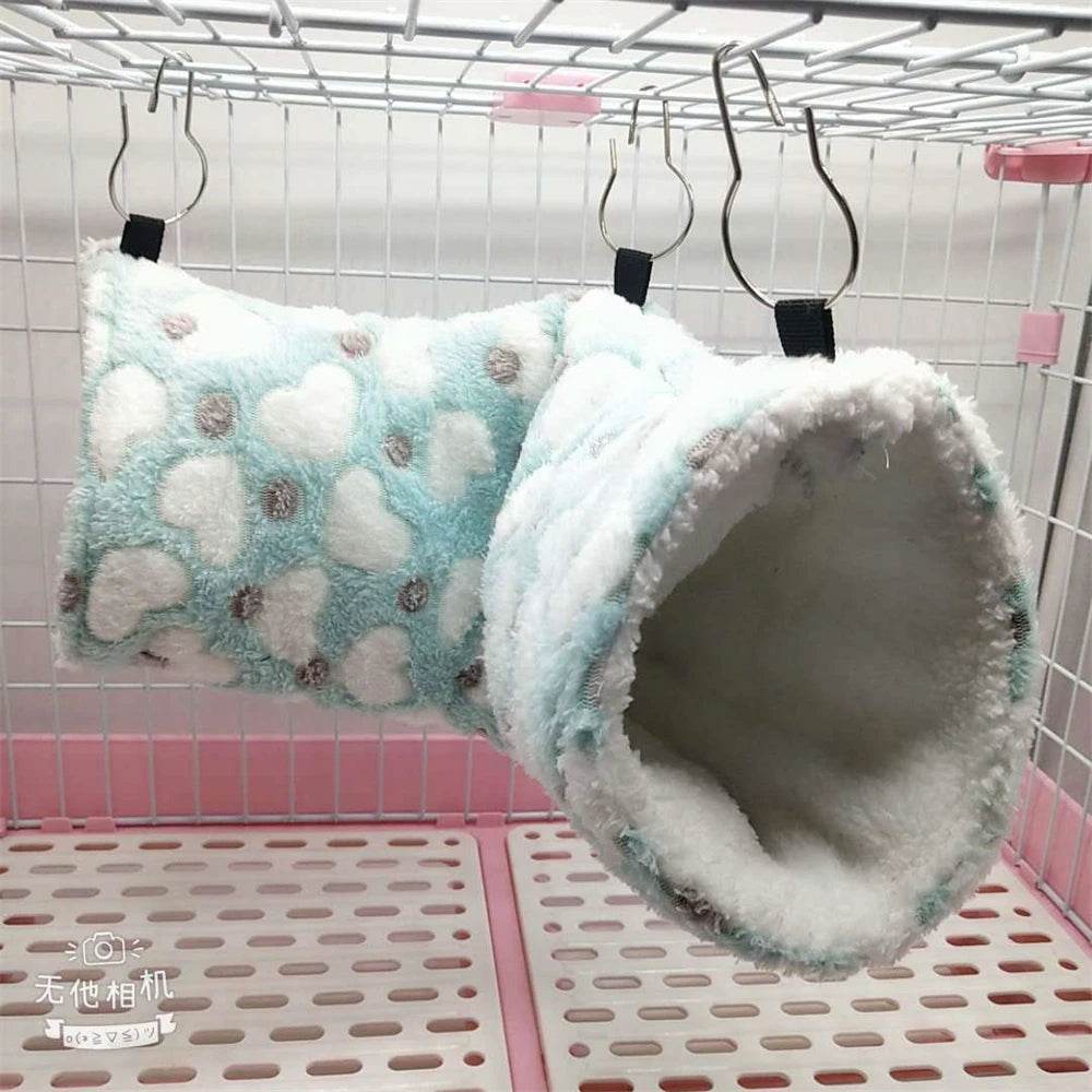 Hamsters en peluche en coton Solf en forme de cœur, Tunnels de jeu, nid chaud d'hiver pour furet, cochons d'inde, écureuils, petits jouets pour animaux de compagnie, accessoires - Animaleriex