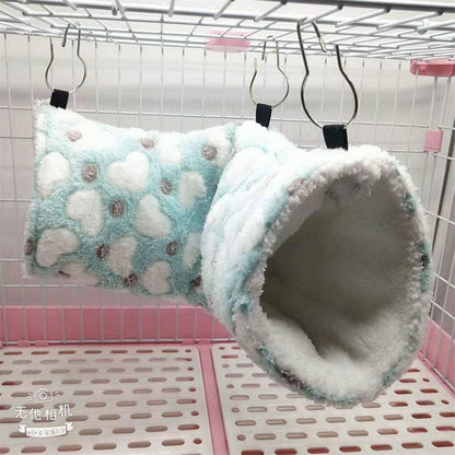 Hamsters en peluche en coton Solf en forme de cœur, Tunnels de jeu, nid chaud d'hiver pour furet, cochons d'inde, écureuils, petits jouets pour animaux de compagnie, accessoires - Animaleriex