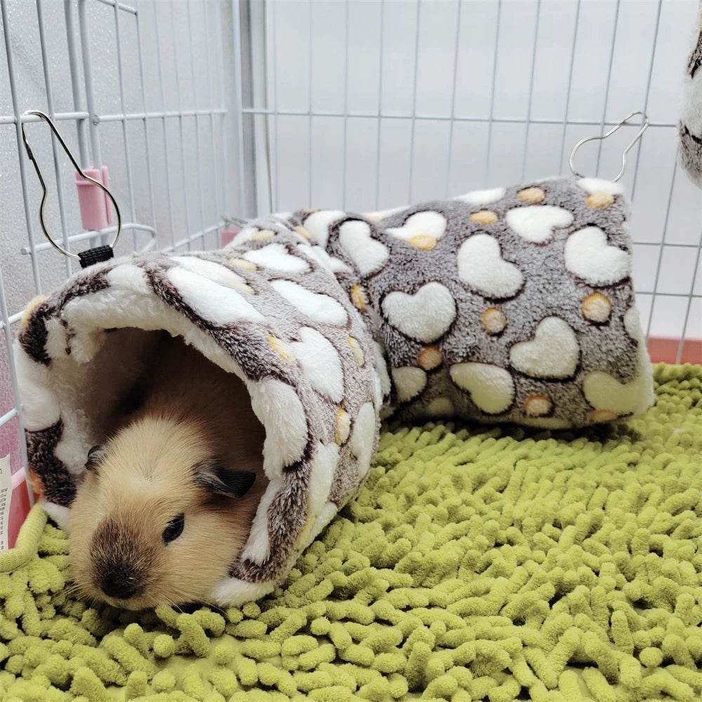 Hamsters en peluche en coton Solf en forme de cœur, Tunnels de jeu, nid chaud d'hiver pour furet, cochons d'inde, écureuils, petits jouets pour animaux de compagnie, accessoires - Animaleriex