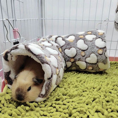 Hamsters en peluche en coton Solf en forme de cœur, Tunnels de jeu, nid chaud d'hiver pour furet, cochons d'inde, écureuils, petits jouets pour animaux de compagnie, accessoires - Animaleriex