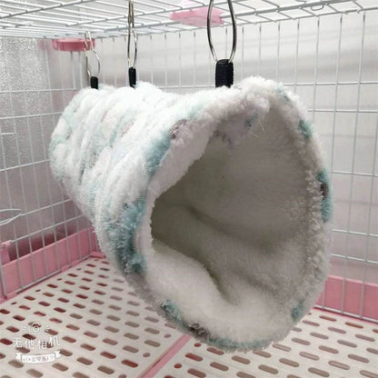 Hamsters en peluche en coton Solf en forme de cœur, Tunnels de jeu, nid chaud d'hiver pour furet, cochons d'inde, écureuils, petits jouets pour animaux de compagnie, accessoires - Animaleriex