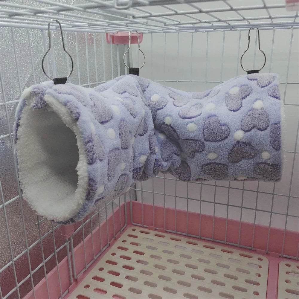 Hamsters en peluche en coton Solf en forme de cœur, Tunnels de jeu, nid chaud d'hiver pour furet, cochons d'inde, écureuils, petits jouets pour animaux de compagnie, accessoires - Animaleriex